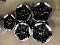 Five 2021 Jeep Wrangler Rubicon Factory 17" Wheels 9219 OEM Rims Sahara Black